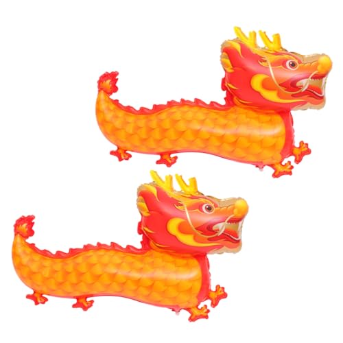 GALPADA 2 Stück Drachen Luftballons aus Aluminiumfolie Festliche Dekoration für Chinesisches Neujahrsfest und Familienfeier Orangefarbene Folienballons für Innen Außenbereich Einfache von GALPADA