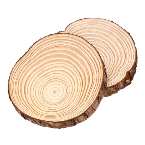 GALPADA 2 Stück Holzscheiben Ø Naturbelassen mit Rinde Rustikale Baumscheiben für DIY Weihnachtsornamente Holzdekoration Tischmittelstücke Vielseitige Bastel Holzkreise aus Kiefernholz von GALPADA
