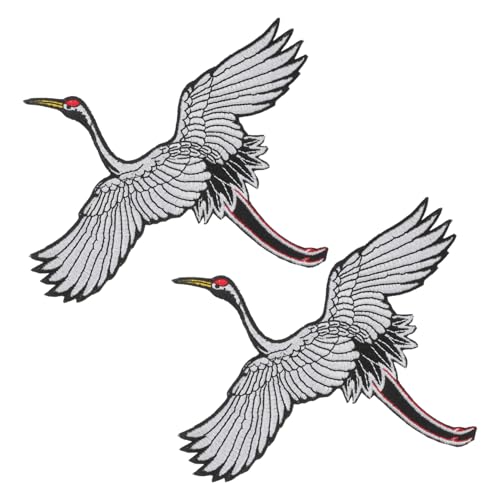GALPADA 2 Stück Rotkranich Form Aufnäher zum Aufbügeln Stickereipatches für Kleidung Cheongsam Dekoration DIY Textil Patches für Kostüme und Handarbeiten von GALPADA