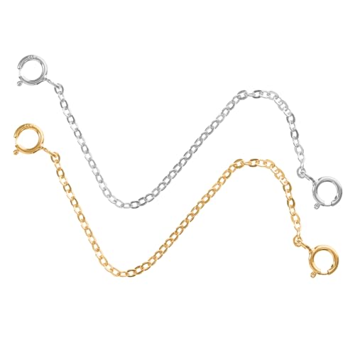 GALPADA 2 Stück Sterling Silber Verlängerungskette Langlebige Halskettenverlängerung DIY Schmuck Zubehör für Damen Armbänder in Weißgold und Gold von GALPADA