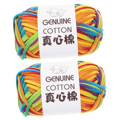 GALPADA 2 Stück Teiliges Baumwoll Strickgarn Farbverlauf Weiches Hautfreundliches DIY Häkelgarn für Pullover Schals Mützen Multifunktionales Handgefertigtes Regenbogen Garn von GALPADA