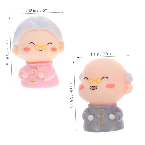 GALPADA 2 Stück Teiliges Großeltern Miniatur Figuren aus Resin Langlebige und Kuchen Deko Liebevolle Oma und Opa Statue für Geburtstag Hochzeit Multifunktionale Tisch Dekoration von GALPADA