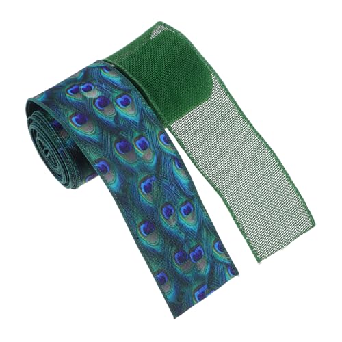 GALPADA 2 Stück Teiliges Set Polyester Drahtkantenband Grün mit Pfauenmuster Breit Flexibel für Hochzeitsdeko Diy Kränze Schleifen Herbst und Weihnachtsdekoration GALPADA 2 Stück Teiliges Set Polyester Drahtkantenband Grün mit Pfauenmuster Breit Flexibel für Hochzeitsdeko Diy Kränze Schleifen Herbst und Weihnachtsdekoration von GALPADA