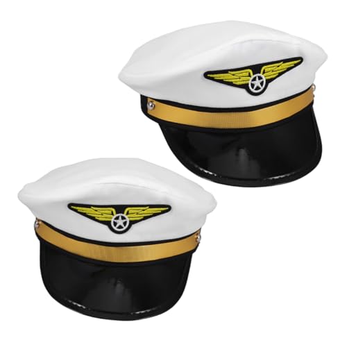 GALPADA 2 Stück Verstellbare Pilot Kapitänsmütze Weiß Strapazierfähige Flugzeug Kostüm Mütze für Herren Damen für Karneval Halloween Partys und Bühnenauftritte GALPADA 2 Stück Verstellbare Pilot Kapitänsmütze Weiß Strapazierfähige Flugzeug Kostüm Mütze für Herren Damen für Karneval Halloween Partys und Bühnenauftritte von GALPADA