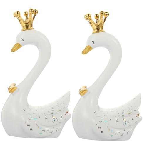 GALPADA 2 Stück Weiße Kronen Resin Figuren Dekorative Miniatur Geburtstagstorten Topper Sichere Dessert Deko für Jubiläen und Festlichkeiten von GALPADA