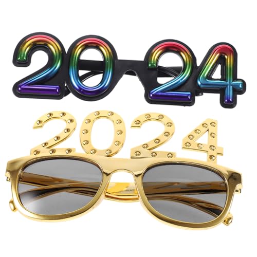 GALPADA 2 Stück Year Party Brillen aus Leichtem Langlebigem PC Material Lustige Bunte Zahlenbrillen für Silvester Festivals Familienfeiern und Bühnenevents von GALPADA