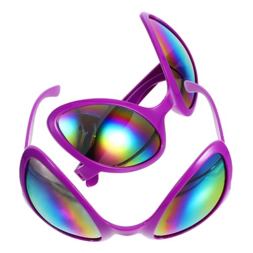 GALPADA 2 Stück außerirdische Brille Schluck Photo Booth Requisiten lustig Erwachsene Gläser fasching brille alien brille Alien-Kostüm für Damen Halloween-Kostüm- Sport Violett von GALPADA