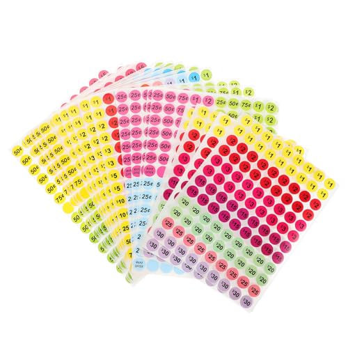 GALPADA 20 Blatt Bunte Runde Preisschilder Selbstklebend Hitzebeständig Leicht Anzubringen Entfernen für Garage Supermarkt und für Verkaufspreise und Preisauszeichnung von GALPADA