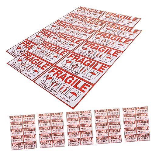 GALPADA 20 Blatt Selbstklebende Fragile Aufkleber Starke Haftung für Versandkartons Paletten Rote Warnetiketten für Verpackung Transport mit Je Stickern von GALPADA