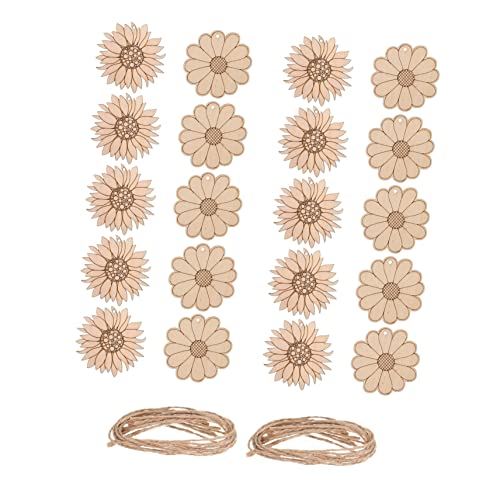 GALPADA 20 Stück DIY Supplies Blumen groß gedrückt für mit bastelmaterial bastel materialien Holzdekorationen Holzanhänger Holzspäne in Blütenform unfertige Holzscheiben hölzern von GALPADA