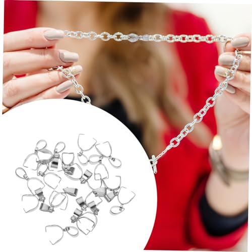 GALPADA 20 Stück Edelstahl Kettenverschluss Quetschperlen Anhänger Clips Schmuck Basteln DIY Schmuckzubehör für Halsketten Armbänder Sicher Befestigend Silber Mittel von GALPADA