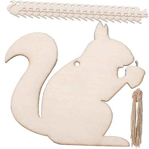 GALPADA 20 Stück Eichhörnchen -Formdekorationen Nüsse für Eichhörnchen Formen realistisch Mini leer Ornament Holzverzierungen Holzausschnitte zum Basteln unfertige Holzspäne hölzern Beige von GALPADA