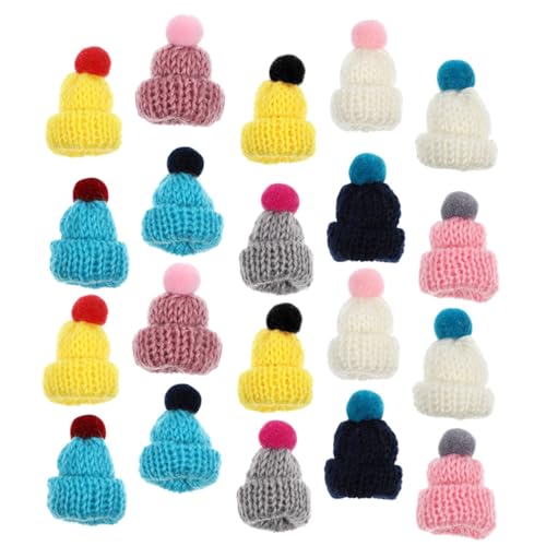 GALPADA 20 Stück Miniature Strickmützen Farblich Gemischte Puppenhüte für DIY Dekoration Verschleißfest und Hautfreundlich für Bastelprojekte und Festlichkeiten Zufällige von GALPADA