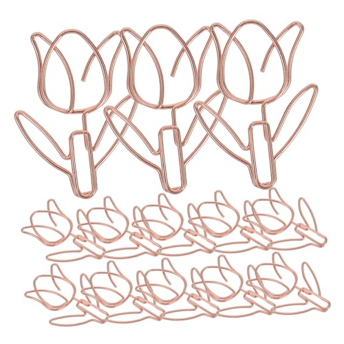GALPADA 20 Stück Niedliche Tulpen Büroklammern Lustige Papierclips Blumenform für Schule Büro und Zuhause Vielseitige und Robuste Bürobedarf Roségold Farbvarianten von GALPADA
