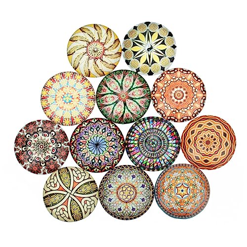 GALPADA 20 Stück Runde Cabochons Mit Bedruckten Mustern Für DIY Schmuckherstellung – Flache Rückseite - 12 Mm - in Gemischten Farben Ideal Für Foto Und Kreative Projekte von GALPADA