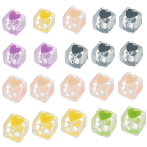 GALPADA 20 Stück Teiliges Acryl Würfel Perlen für Schmuckherstellung Transparente DIY Perlen für Armbänder Halsketten Ohrringe Schmuckzubehör für Erwachsene Bastelperlen mit Herzmotiv GALPADA 20 Stück Teiliges Acryl Würfel Perlen für Schmuckherstellung Transparente DIY Perlen für Armbänder Halsketten Ohrringe Schmuckzubehör für Erwachsene Bastelperlen mit Herzmotiv von GALPADA