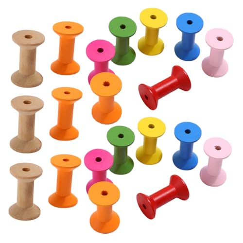 GALPADA 20 Stück Teiliges Bunte Holzspulen Vintage DIY Garnspulen zum Basteln Sanduhrförmige Leere Holzbobbin Robustes Bastelmaterial für Nähen Dekoration Handarbeit von GALPADA