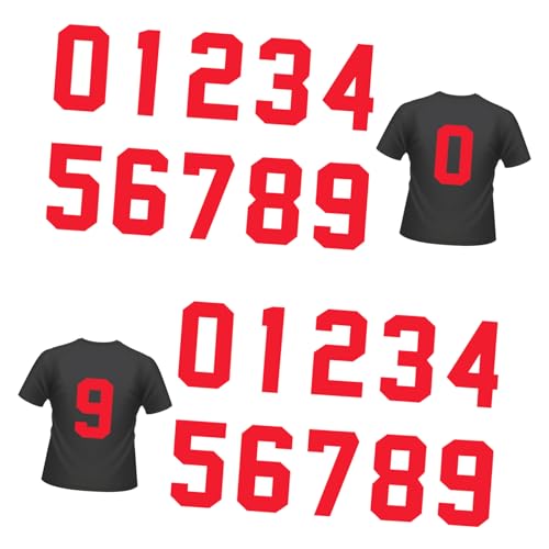 GALPADA 20 Stück Teiliges Rote Bügelzahlen zum Aufbügeln DIY Textilaufkleber für T Shirts Jeans Taschen Vielseitige Wärmeübertragungs Patches zur Individuellen Kleidungsdekoration von GALPADA