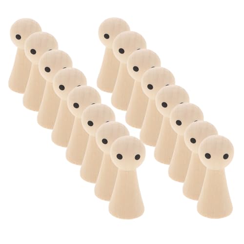 GALPADA 20 Stück Teiliges Unbemalte Holzpuppen zum Bemalen DIY Kreative Holzfiguren zum Basteln Holzfiguren mit Bedruckten Augen für Individuelle Dekoration von GALPADA
