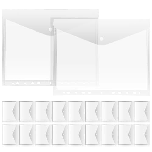 GALPADA 20 Stück Transparent Dokumententaschen Ordnerhüllen für Schule Büro Dokumentenorganisation Klarsichtmappen Geeignet für Ring Ordner von GALPADA