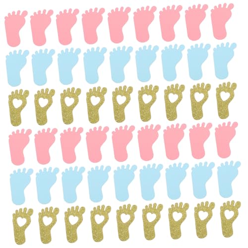GALPADA 200 Stück Fußabdruck Konfetti Tischdeko Babyparty Gender Reveal Party Dekoration in Blau Gold Niedliche Fußspuren Streudeko für Geburtstag Junge Mädchen Feier von GALPADA