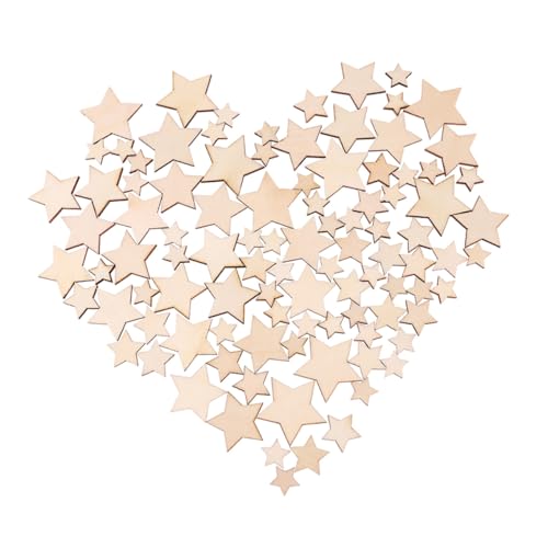 GALPADA 200 Stück Holzscheiben Mix Holzstreudeko Stern Craft DIY Hochzeit Geburtstag Weihnachtsdeko Langlebig Sicher Kreative Bastelverzierung von GALPADA