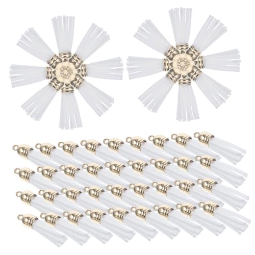 GALPADA 200 Stück Mini Tasseln aus Kunstleder Weiß Anhänger für Schlüsselanhänger Taschenanhänger Schmuck DIY Bastelbedarf Vielseitige Quasten für Schlüssel Taschen und Schmuck von GALPADA