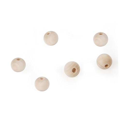 GALPADA 200 Stück Natürliche Runde Holzperlen mit Glatter Oberfläche für DIY Schmuckherstellung Bastelprojekte Armbänder und Makramee Perforierte Holzkugeln zum Auffädeln Naturfarbene von GALPADA