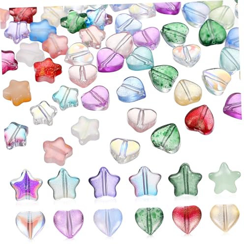 GALPADA 200 Stück Teiliges DIY Spacer Beads Stern und Herzform Perlen Bunte Mischfarben Geeignet für Schmuckherstellung Armbänder Halsketten Anhänger Basteln von GALPADA