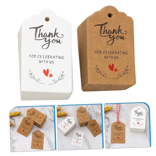 GALPADA 200 Stück Teiliges Geschenkanhänger aus Kraftpapier und Weiß mit Danke Dekorative Vielseitig für Hochzeit Geburtstag Geschenkverpackung Stabile Papieretiketten von GALPADA