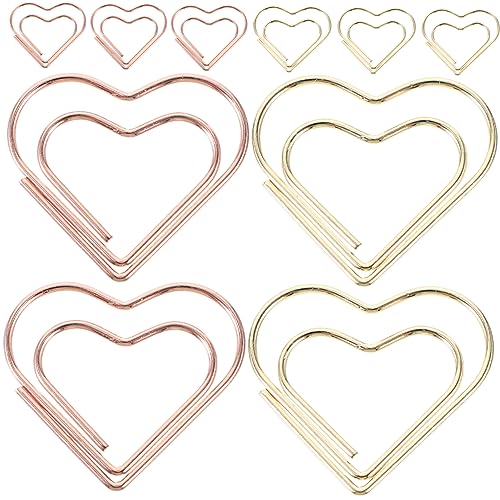 GALPADA 24 Stück Mini Herz Büroklammern Kreative Leichte und Stabile Papierklammern Gold und Roségold für Büro und Zuhause für Dokumente Fotos und Notizen von GALPADA