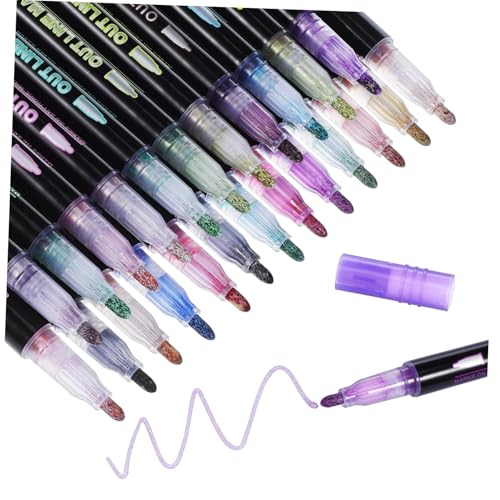 GALPADA 24 Stück Teiliges Glitzer Marker mit Doppel Schimmernde Outline Stifte zum Malen Basteln Scrapbooking Farbenfrohe Filzstifte für Papier Karton Glatte Schreibqualität GALPADA 24 Stück Teiliges Glitzer Marker mit Doppel Schimmernde Outline Stifte zum Malen Basteln Scrapbooking Farbenfrohe Filzstifte für Papier Karton Glatte Schreibqualität von GALPADA