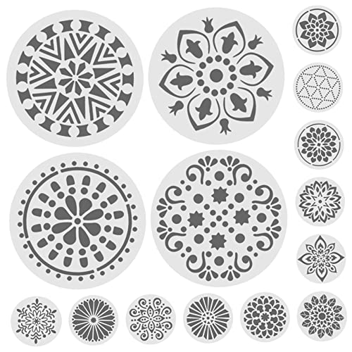 GALPADA 24 Stück Teiliges Mandala Schablonen DIY Blumenmalvorlagen für Wandgestaltung Wiederverwendbare Malvorlagen für Kreative Projekte und Bastelarbeiten von GALPADA