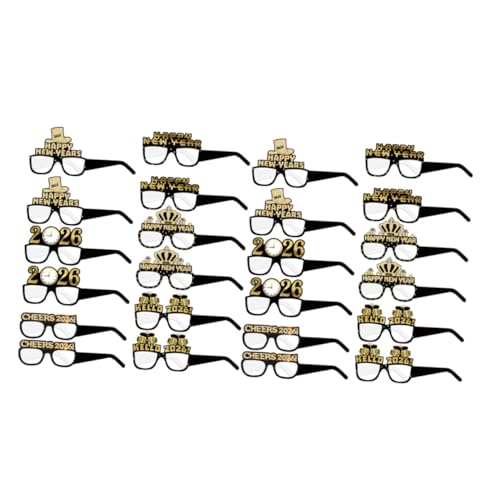 GALPADA 24 Stück Teiliges Papierbrillen Schwarz Gold Year Eve Party Brille für Erwachsene und Teens Leichte Bequeme Silvester Foto Requisiten Festliche Dekoration für Feier von GALPADA