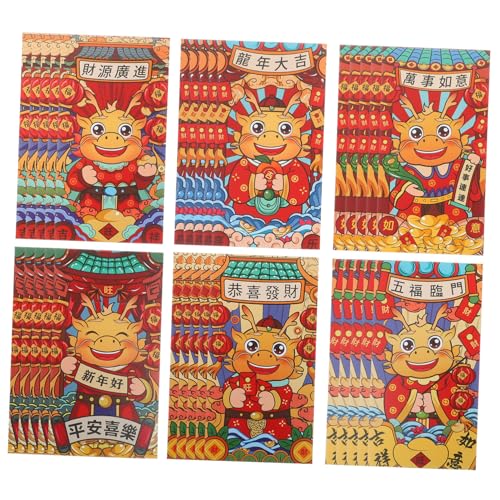 GALPADA 24 Stück Teiliges Rote Umschläge im Chinesischen Stil mit Lunar Year Große Geldumschläge für Frühlingsfest Cartoon Design Geeignet für Neujahrsfeiern und Besondere Anlässe von GALPADA
