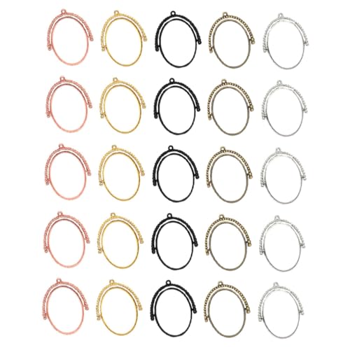 GALPADA 25 Stück Teiliges Ovale Rotierbare Schmuckrahmen aus Hochwertiger Offene Fassung für DIY Anhänger Leicht und Langlebig für Armbänder Ketten und Kreative Schmuckherstellung von GALPADA