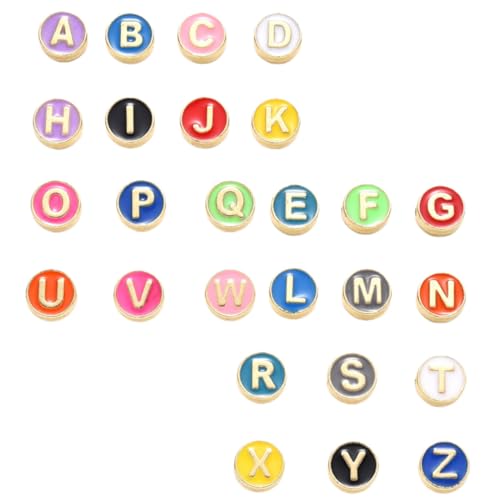 GALPADA 26 Stück Teiliges Bunte Buchstabenperlen aus Legierung für DIY Schmuckherstellung Glatte Oberfläche Vielseitig für Armbänder Halsketten Ohrringe Langlebig und Praktisch von GALPADA