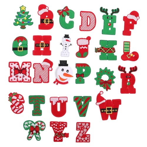 GALPADA 26 Stück Teiliges Weihnachts Bügelbilder Buchstaben Aufnäher Bestickte Diy Applikationen für Kleidung Jeans Jacken Rucksäcke Vielseitige Stoffe Festliche Reparatur und Dekoration von GALPADA