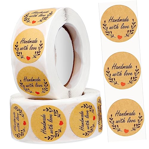 GALPADA 2Rollen Runde Kraftpapier Aufkleber Handgefertigte Geschenkleber für Backen Basteln Verpackung von Geschenken Tüten und Gläsern Selbstklebend Etiketten GALPADA 2Rollen Runde Kraftpapier Aufkleber Handgefertigte Geschenkleber für Backen Basteln Verpackung von Geschenken Tüten und Gläsern Selbstklebend Etiketten von GALPADA