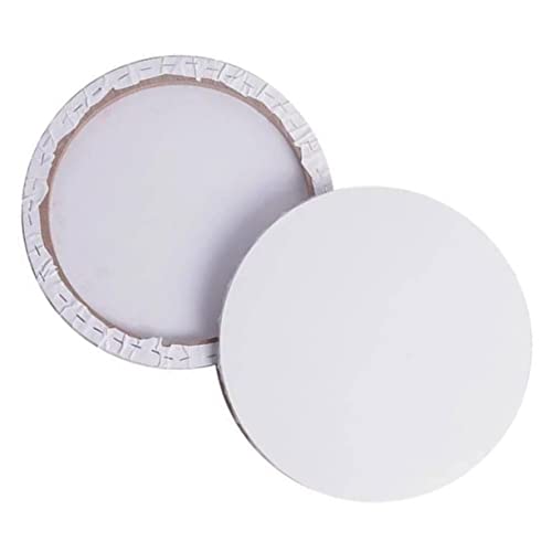 GALPADA 2Stücke Runde Baumwoll Leinwandrahmen Gestreckte Malfläche für Öl und Acrylfarben DIY Malerei Zubehör für Projekte Weiß Hochwertige Kunstmaterialien von GALPADA