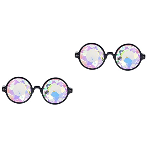 GALPADA 2st Trippy Brille Für Raves Kaleidoskop Sonnenbrille Begeisterte Brille Fraktale Brille Edm Brille Brille Regenbogen Trippige Brille Schnapsgläser Beugungsgläser Glas Kostüme von GALPADA