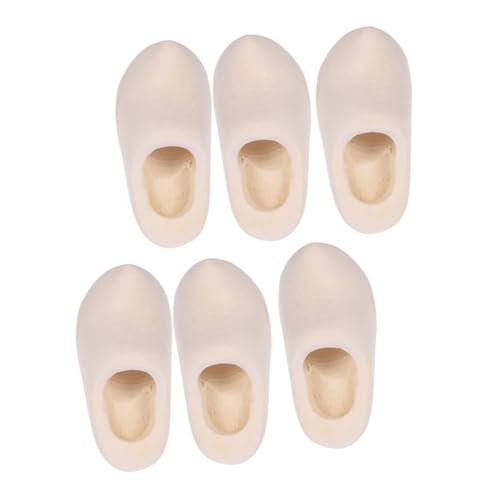 GALPADA 3 Paare Zubehör Für Holzschuhmodelle Holländische Holzschuhe Miniatur Puppenschuhe Hütte Puppe Verstopft Schuhe Für Puppen in Mode Dollhouse Decor Niederländisch Leer Beige Hölzern von GALPADA