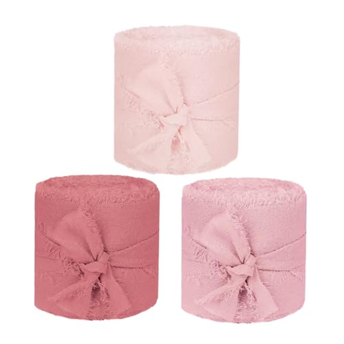 GALPADA 3 Rollen Chiffonband mit Ausgefransten Kanten Breit Je Vielseitig für Hochzeitseinladungen Brautsträuße Geschenkverpackung und Festliche DIY Dekorationen GALPADA 3 Rollen Chiffonband mit Ausgefransten Kanten Breit Je Vielseitig für Hochzeitseinladungen Brautsträuße Geschenkverpackung und Festliche DIY Dekorationen von GALPADA