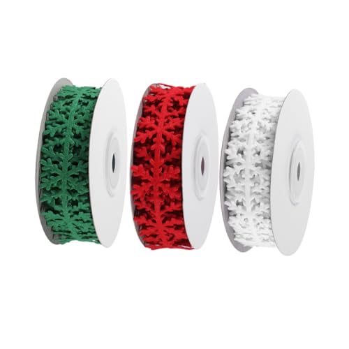GALPADA 3 Rollen Weihnachtliche Schneeflocken Dekobänder DIY Geschenkband Partydeko Rot Grün Weiß Festlich GALPADA 3 Rollen Weihnachtliche Schneeflocken Dekobänder DIY Geschenkband Partydeko Rot Grün Weiß Festlich von GALPADA