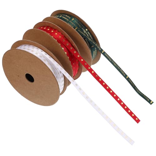 GALPADA 3 Rollen Weihnachts Geschenkband Polyester Schleifenband mit Stern und Schneeflockenmuster Vielseitiges Deko und Bastelband für Geschenkverpackung DIY Weihnachtsdeko GALPADA 3 Rollen Weihnachts Geschenkband Polyester Schleifenband mit Stern und Schneeflockenmuster Vielseitiges Deko und Bastelband für Geschenkverpackung DIY Weihnachtsdeko von GALPADA