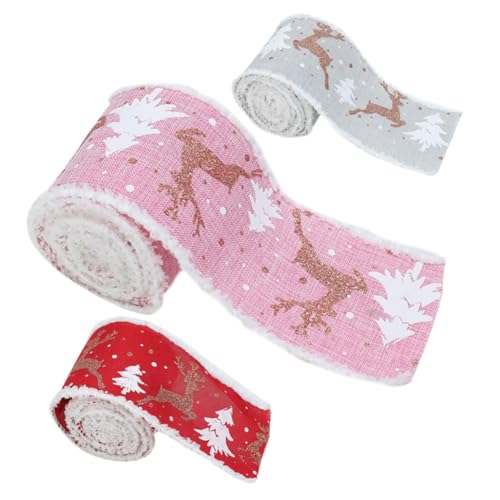GALPADA 3 Rollen Weihnachtsgeschenkbänder Geschenkband mit Weihnachtsmotiv DIY Bastelband für Geschenkverpackung Haarornamente Dekoration Rustikale Schleifen für Baum Kranz Tisch GALPADA 3 Rollen Weihnachtsgeschenkbänder Geschenkband mit Weihnachtsmotiv DIY Bastelband für Geschenkverpackung Haarornamente Dekoration Rustikale Schleifen für Baum Kranz Tisch von GALPADA