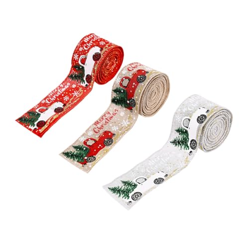 GALPADA 3 Rollen Weihnachtsgeschenkband mit kreativem Auto Motiv Vielseitiges Schleifenband für Geschenkverpackung Basteln Party und Weihnachtsdeko von GALPADA