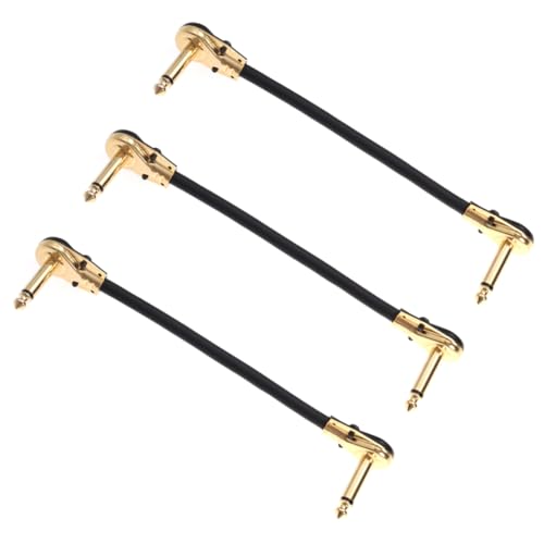 GALPADA 3 STÜCKE Teiliges Instrument Patchkabel mit Rechtwinkligen Klinkensteckern Vergoldete Kontakte Doppelt Geschirmt Gitarre Bass Keyboard Geräuscharm und Langlebig von GALPADA
