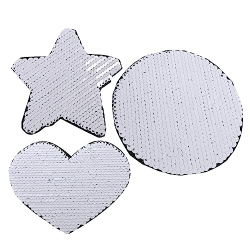 GALPADA 3 Stück Pailletten Patches Verschleißfeste Aufnäher für Diy Herz und Sternmotive Bügelbare Reparaturpatches für Kleidung Taschen und Mehr von GALPADA