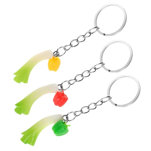 GALPADA 3 Stück Realistische Gemüse Schlüsselanhänger mit Chili und Detailgetreue Anhänger für Tasche Schlüsselbund Partydeko Kompakt und Robust von GALPADA